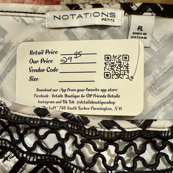 Notations Black and White Geometric Tank Top NWT LP - Picture 3 of 6